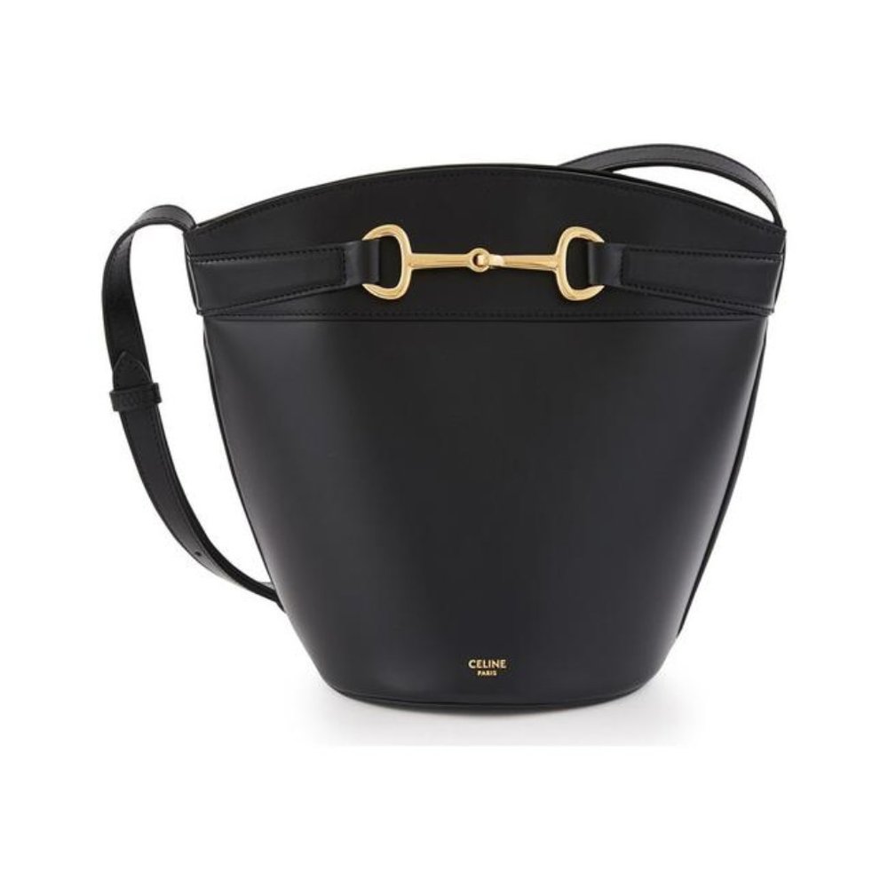 Céline Bucket Crecy Black Leather Cross Body Bag